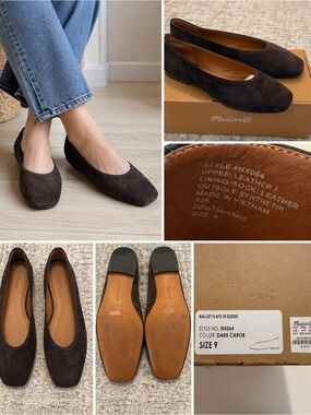 Madewell Suede Ballet Flats – Dark Carob – Size 9